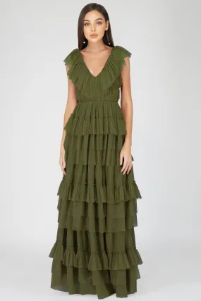 Alexandra Maxi Dress in Deep Olive