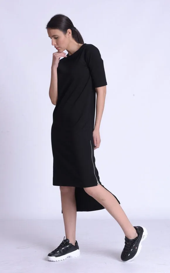 Asymmetric T-Shirt Black Dress