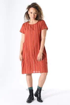 Avenida Textured Shift Dress Terracotta