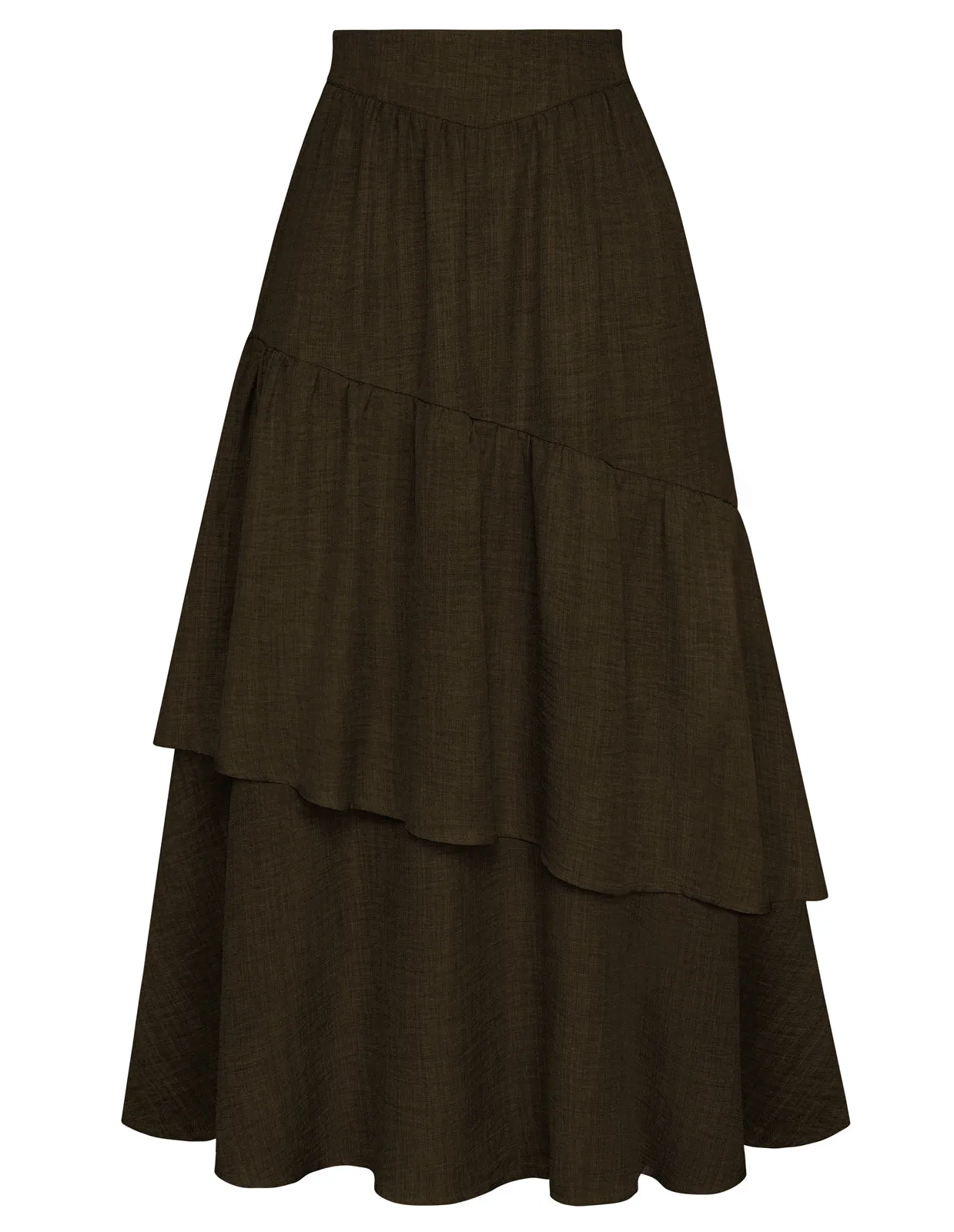 BP Women Vintage 2-Layer Swing Skirt Elastic High Waist Maxi Skirt