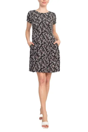 Connected Apparel Floral Soft Dress - Mauve Scuba Crepe