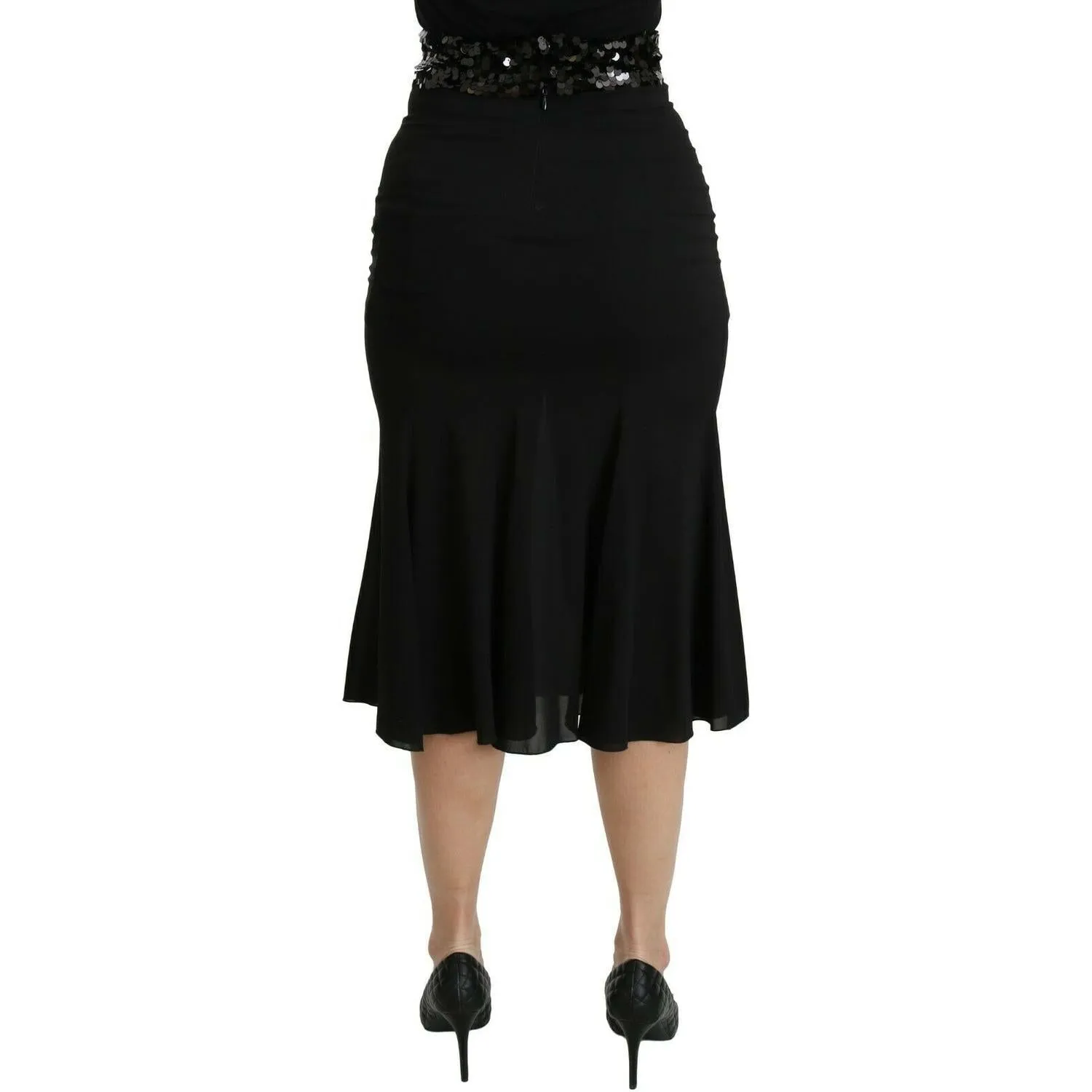 Dolce & Gabbana Chic High Waist Black Silk Blend Skirt