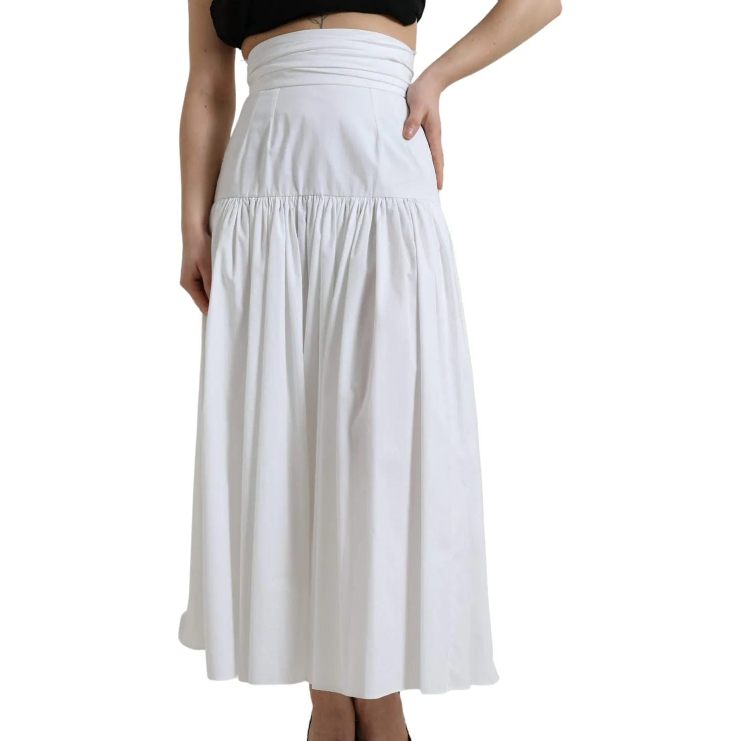 Dolce & Gabbana Elegant High Waist Cotton Maxi Skirt