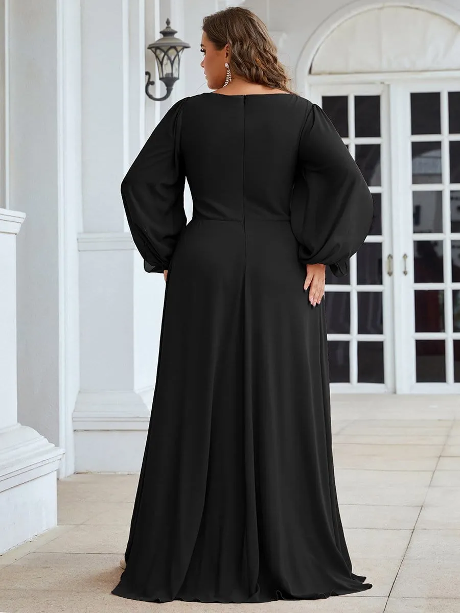 Elegant Chiffon V-Neckline Long Sleeve Formal Evening Dress test