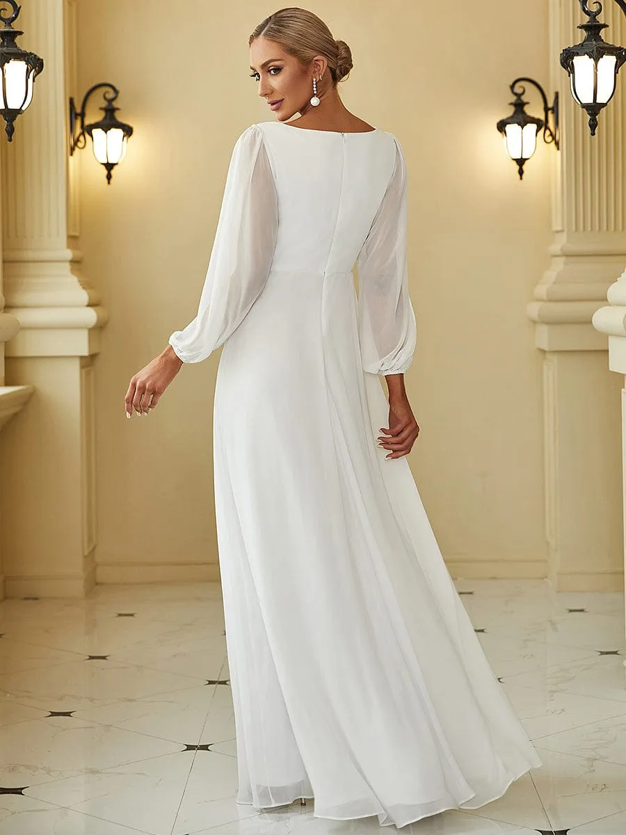 Elegant Chiffon V-Neckline Long Sleeve Formal Evening Dress test