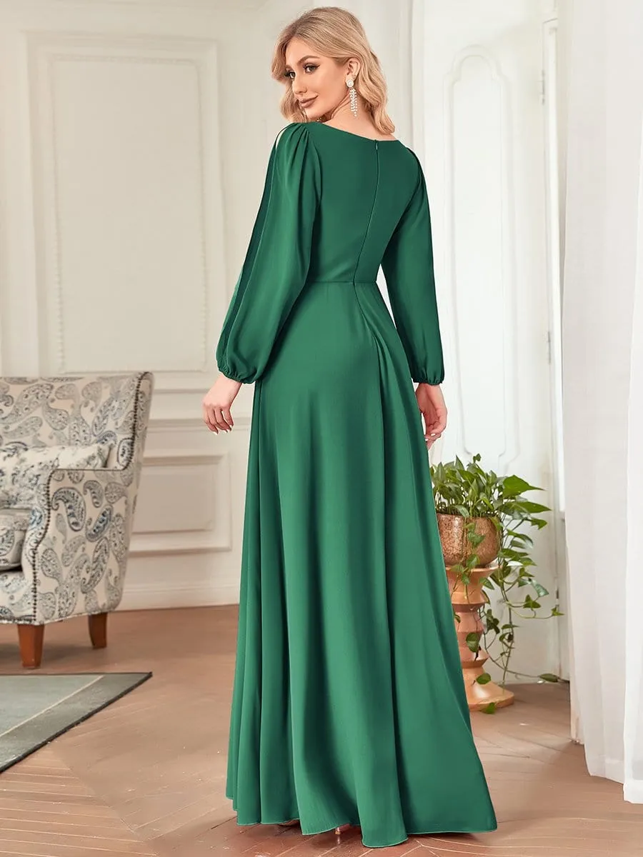 Elegant Chiffon V-Neckline Long Sleeve Formal Evening Dress test