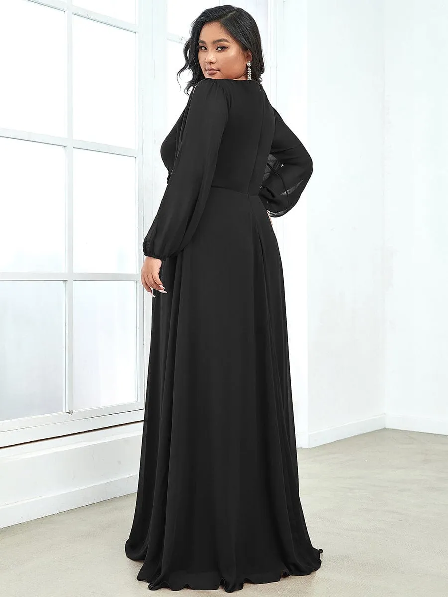 Elegant Chiffon V-Neckline Long Sleeve Formal Evening Dress test