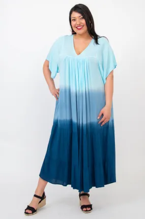 Empress Dress, Turquoise Dip-Dye