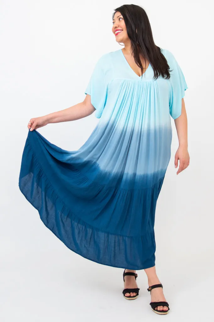 Empress Dress, Turquoise Dip-Dye