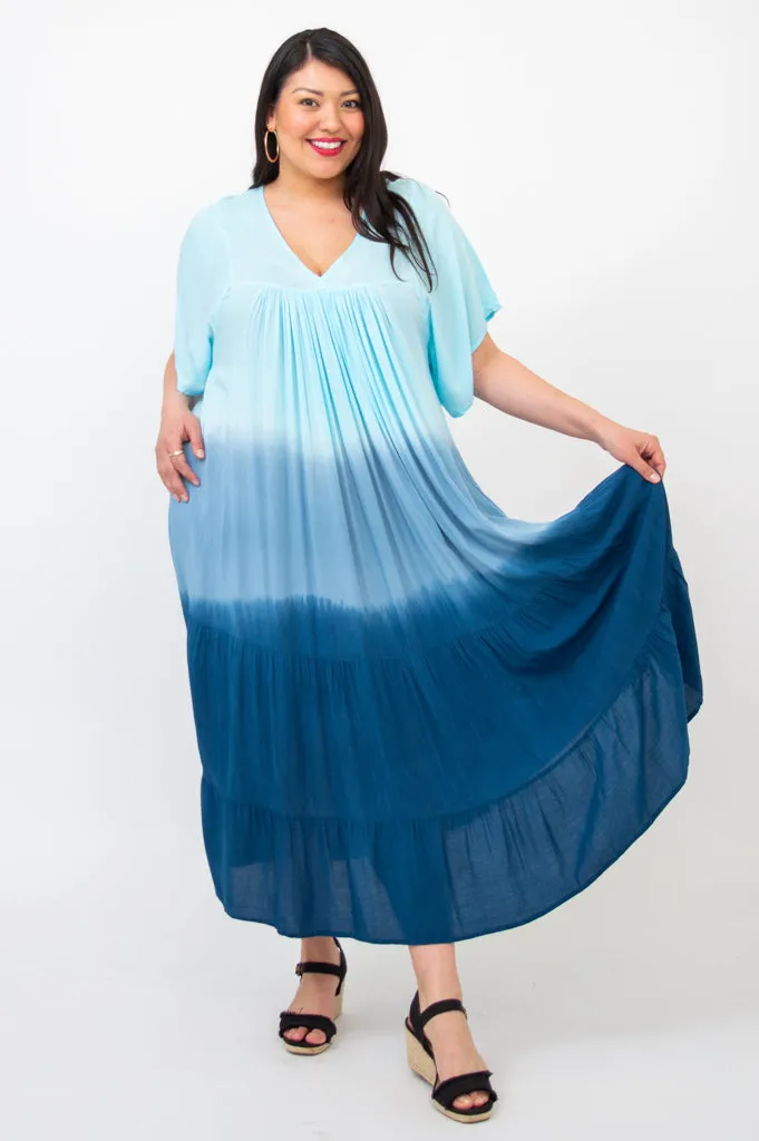 Empress Dress, Turquoise Dip-Dye