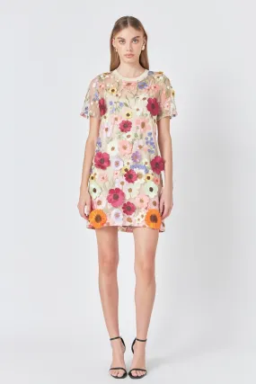 Endless Rose - Floral Applique Mini Dress