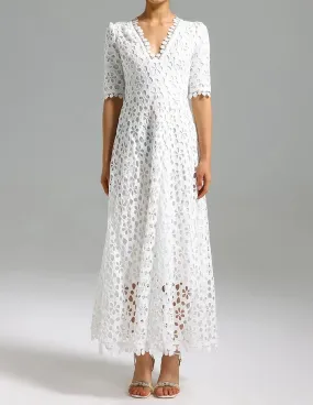 Haley White Embroidered Maxi Dress