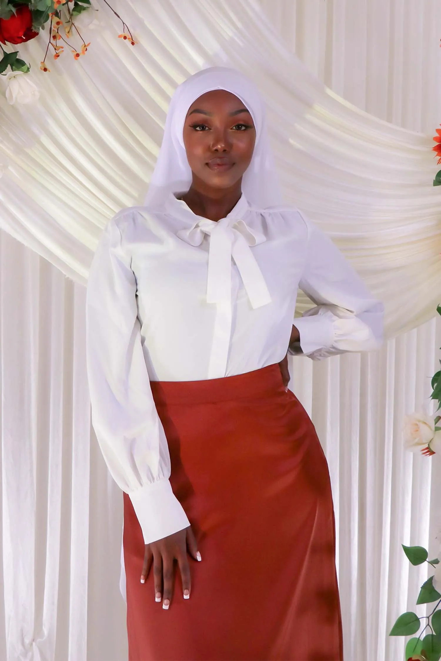 Lameera Satin Skirt - Burnt Orange