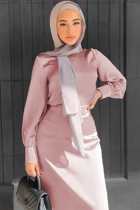 Lameera Satin Skirt - Dusty Rose