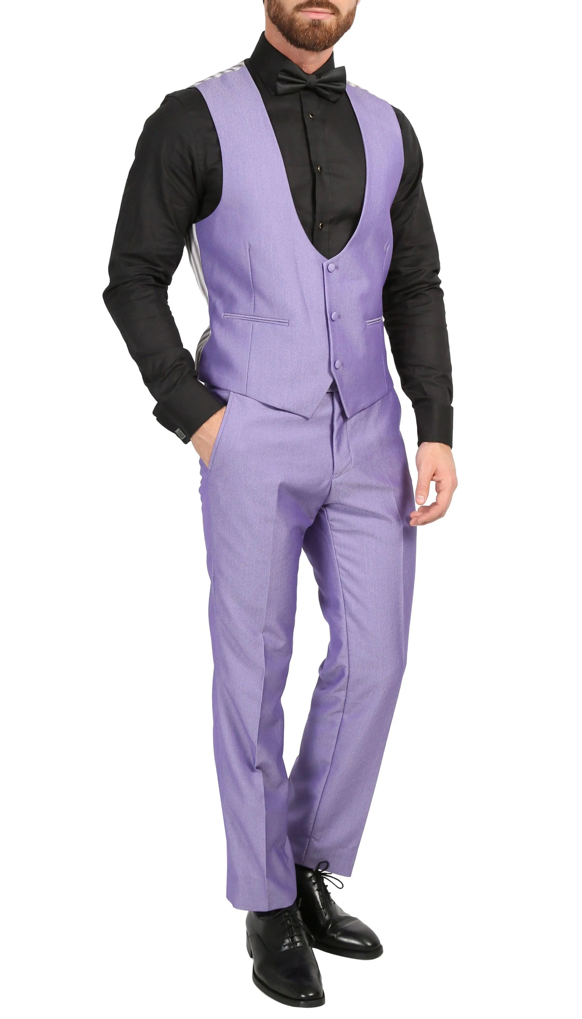 Mens Daxson Ultra Violet Slim Fit Shawl Collar 3pc Tuxedo