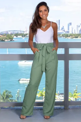 Sage Jumpsuit with Tie Waist