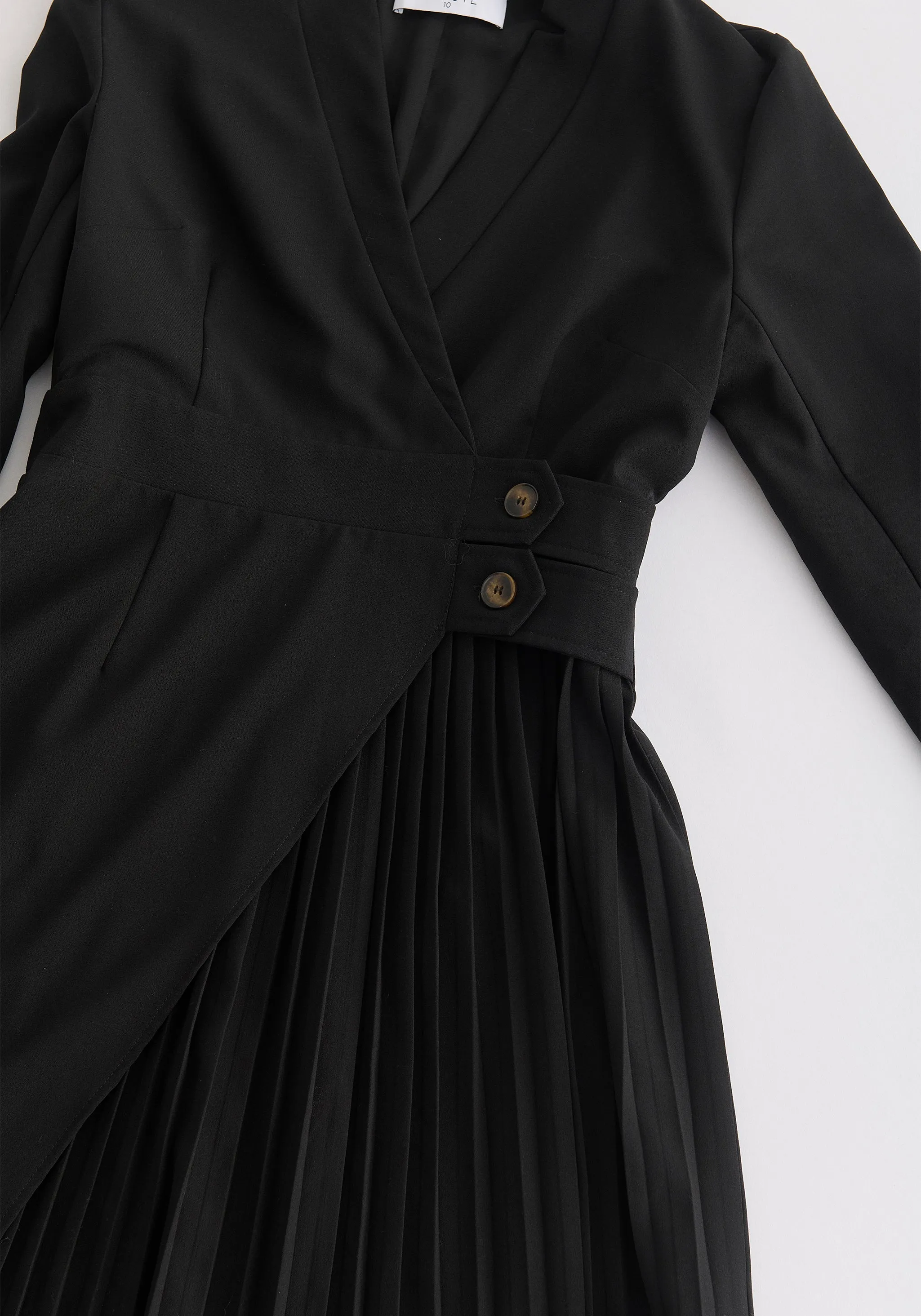 Tailored Blazer Dress with Pleated Skirt