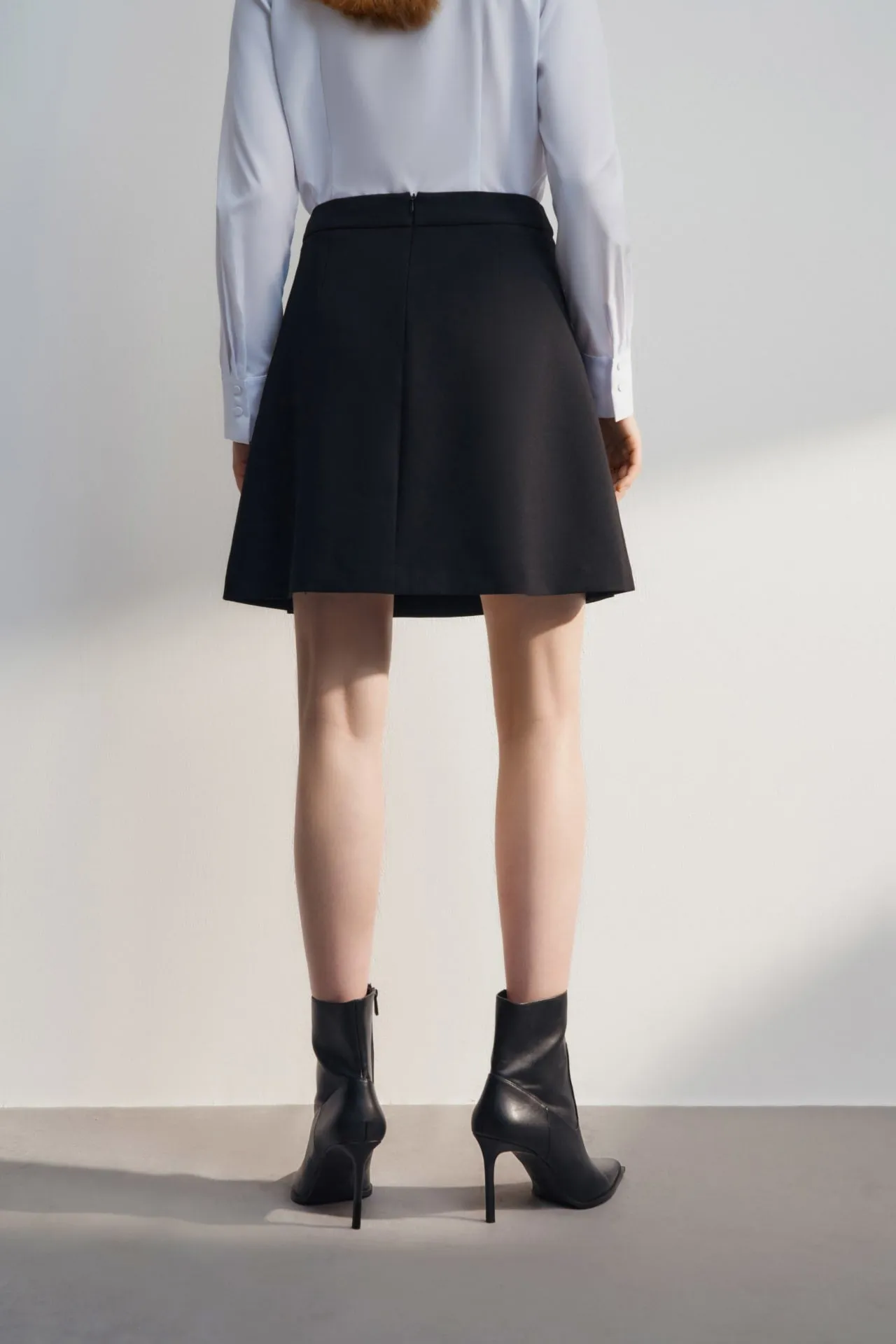 Twill A-line Pleated Mini Skirt