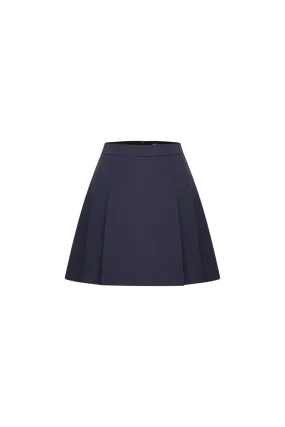 Twill A-line Pleated Mini Skirt