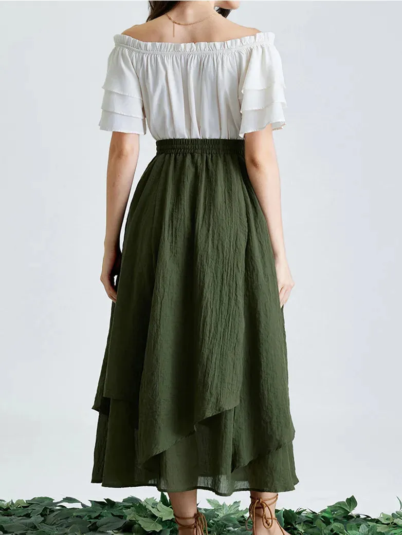 Women Renaissance 2-Layer Swing Pocket Maxi Skirts