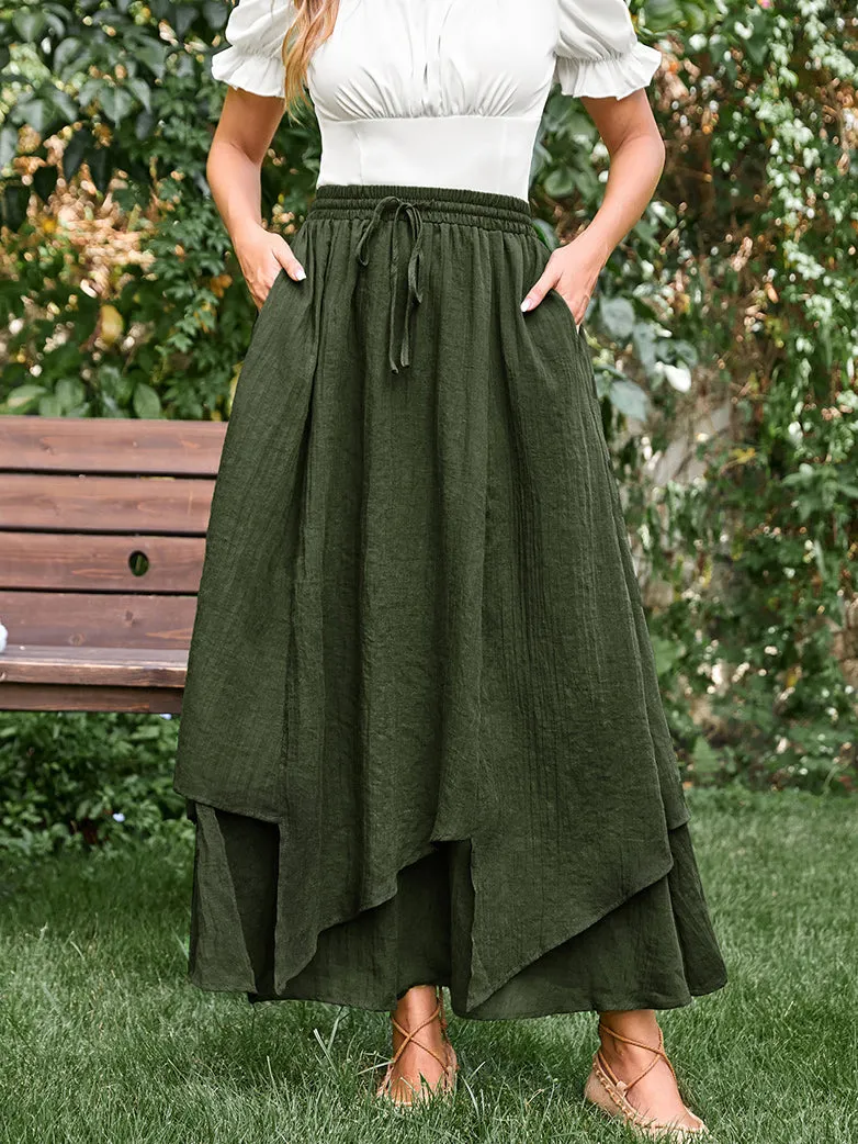 Women Renaissance 2-Layer Swing Pocket Maxi Skirts