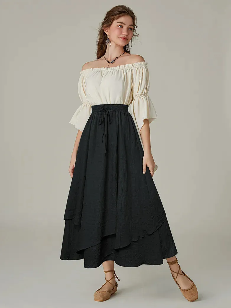 Women Renaissance 2-Layer Swing Pocket Maxi Skirts