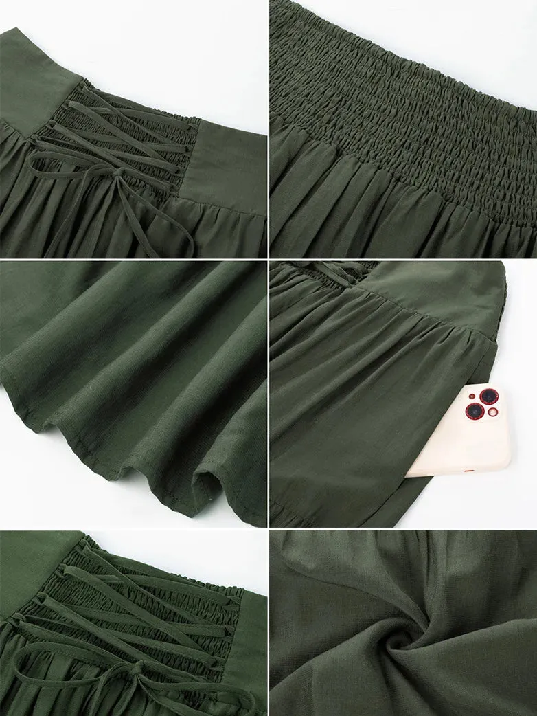 Women Renaissance Tiered Swing Skirt with Pocket